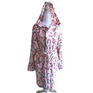 Vera Bradley Intimates Womens pink fleece robe hooded belted plush comfort S/M
